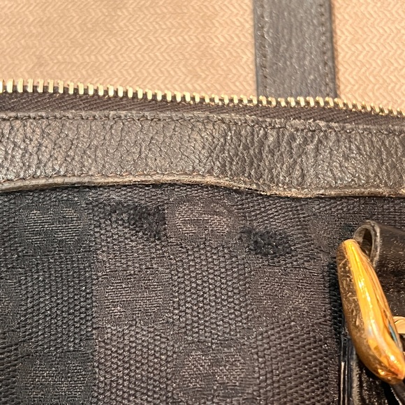 Vintage Gucci Black Jolicoeur Monogrammed Handbag Tote Bag - Picture 7 of 13